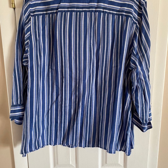 Women’s 3X top Ralph Lauren blouse 3X blue striped - Picture 7 of 7